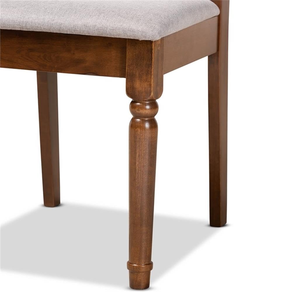 Baxton Studio Cherese Modern and Contemporary Grey Fabric Upholstered and Walnut Brown Finished Wood 2-Piece Dining Chair Set