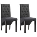 vidaXL Dining Chairs Set, 2-Piece, Dark Gray Fabric Upholstery, Comfortable Seating with Thick Soft Padding, Stable Rubberwood Frame, Ideal for Kitchen-Dining Room