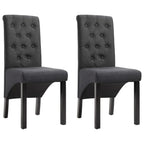 vidaXL Dining Chairs Set, 2-Piece, Dark Gray Fabric Upholstery, Comfortable Seating with Thick Soft Padding, Stable Rubberwood Frame, Ideal for Kitchen-Dining Room