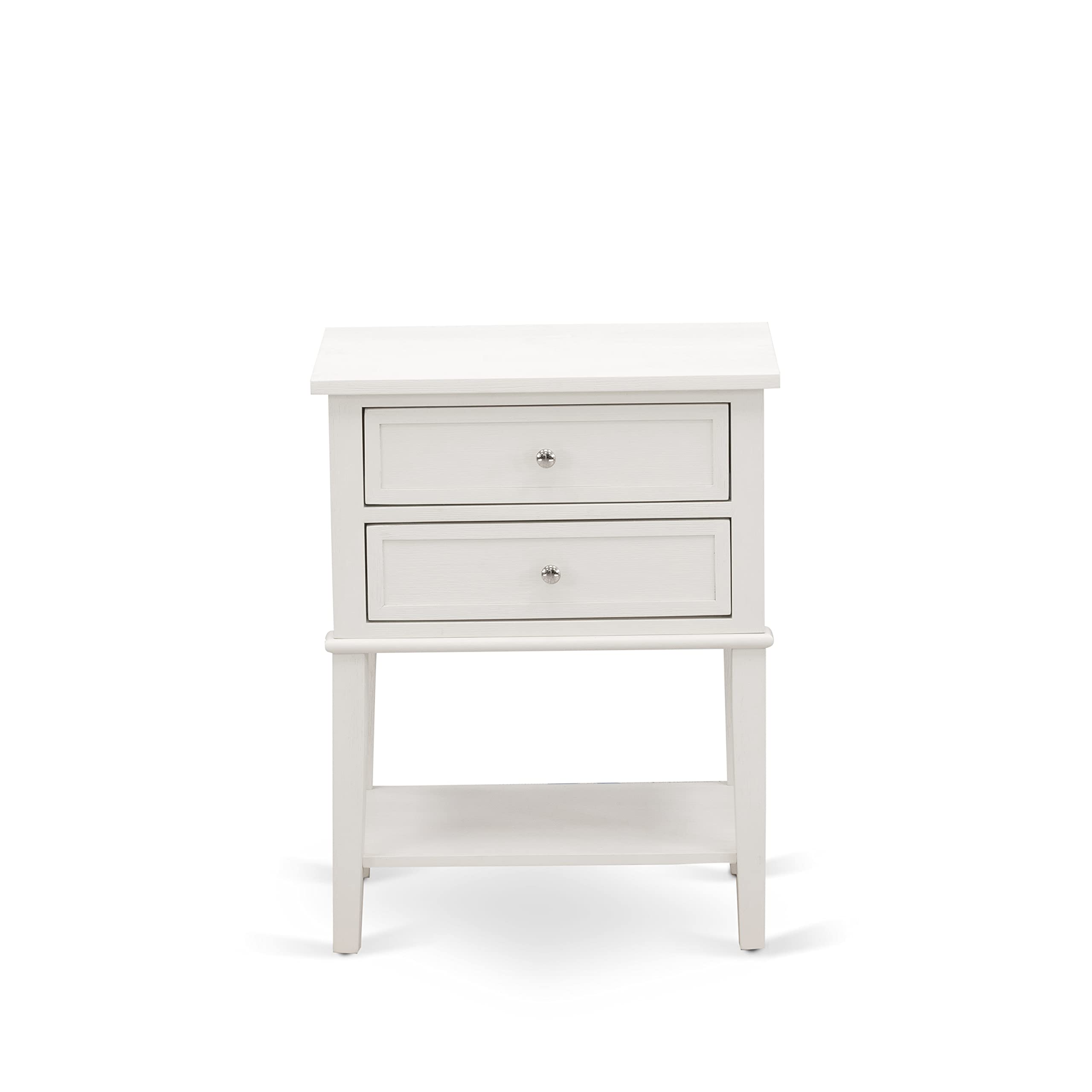 East West Furniture FN11F-1VL0C 2-Piece Platform Full Size Bedroom Set with 1 Mid Century Bed and a Bedroom Nightstand - Reliable and Durable Construction - Denim Blue Linen Fabric