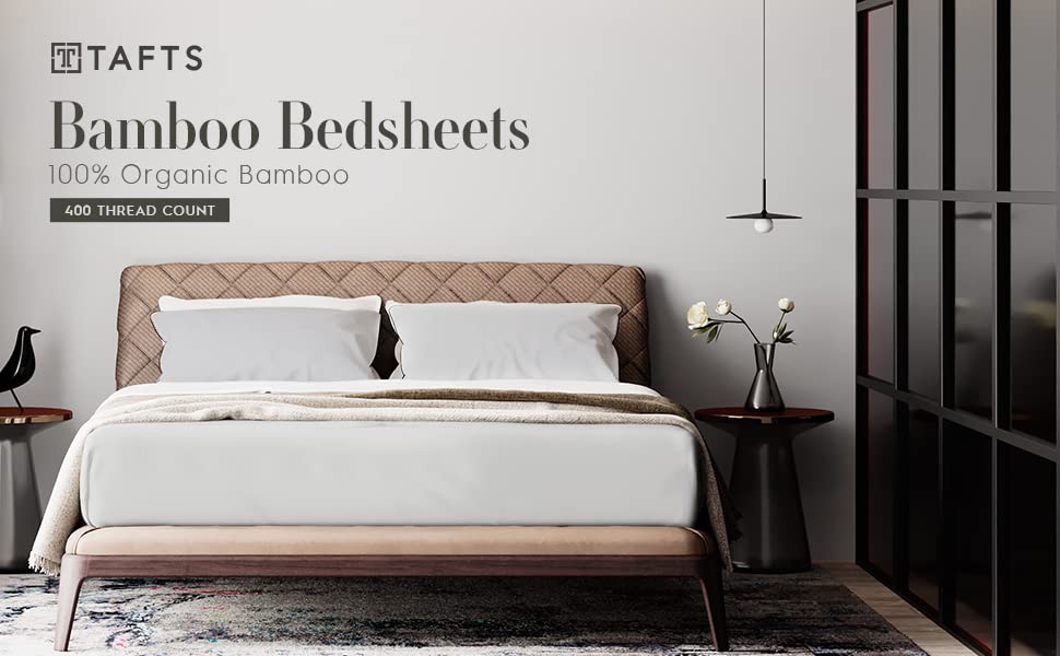 Tafts Bamboo Queen Sheet Set Light Grey 5 Piece 100% Organic Bamboo