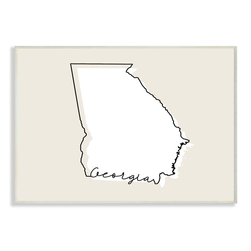 Stupell Industries Georgia Home State Map Neutral Print Design Wall Plaque, 12 x 18, Multi-Color