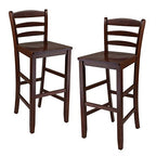 Ergode Harrington Drop Leaf High Table Set | Solid Wood | Walnut Finish | 39.37' W x 31.5' D x 36.22' H | Includes 2 Stools | Fully Assembled (94359-VV)