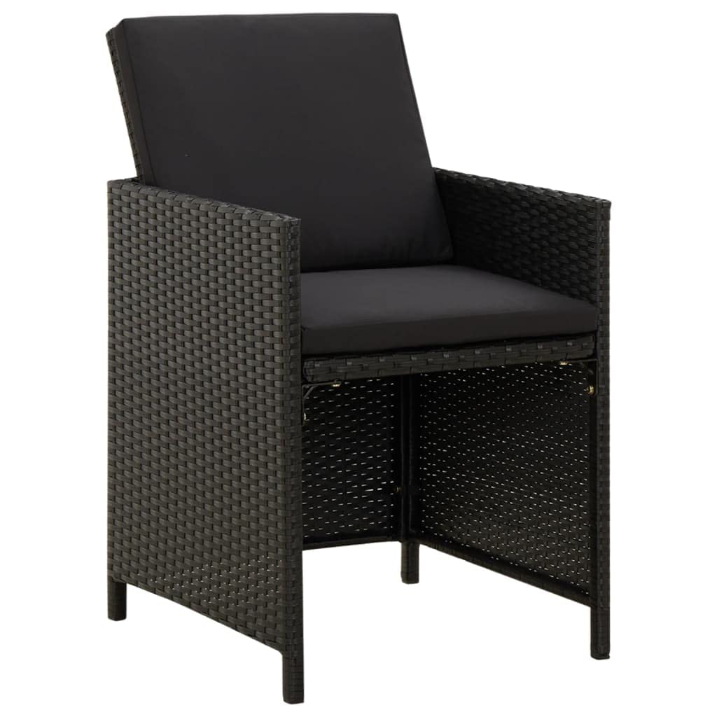 vidaXL Patio Dining Set 9 Piece with Cushions Garden Outdoor Terrace Balcony Dinner Table and Chair Seat Seating Furniture Poly Rattan Black