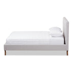 Baxton Studio Valencia Upholstered Queen Platform Bed in Grayish Beige