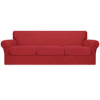 Easy-Going 4 Pieces Oversized Stretch Soft Couch Cover For Dogs - Washable Sofa Slipcover For 3 Separate Cushion Couch - Elastic