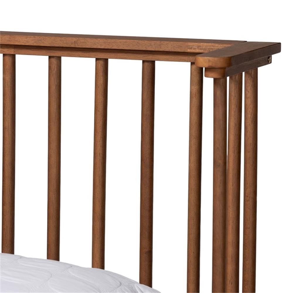 Baxton Studio Flint Mid-Century Modern Ash Walnut Finished Wood King Size Platform Bed
