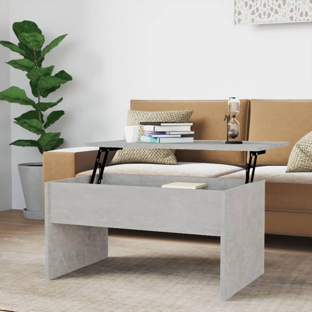 vidaXL Coffee Table - Concrete Gray, Engineered Wood, 31.5"x19.9"x16.3", Model 809642