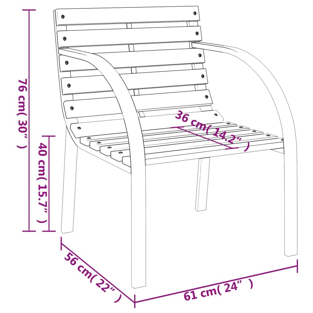 vidaXL Garden Chairs 2 pcs Wood