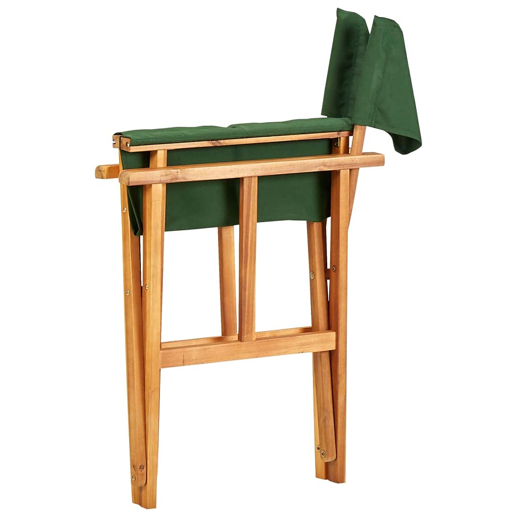 vidaXL Solid Acacia Wood Director's Chairs in Green - Set of 2 - Foldable and Portable - High Seating Comfort - for Campsite, Beach, Sports Pitch