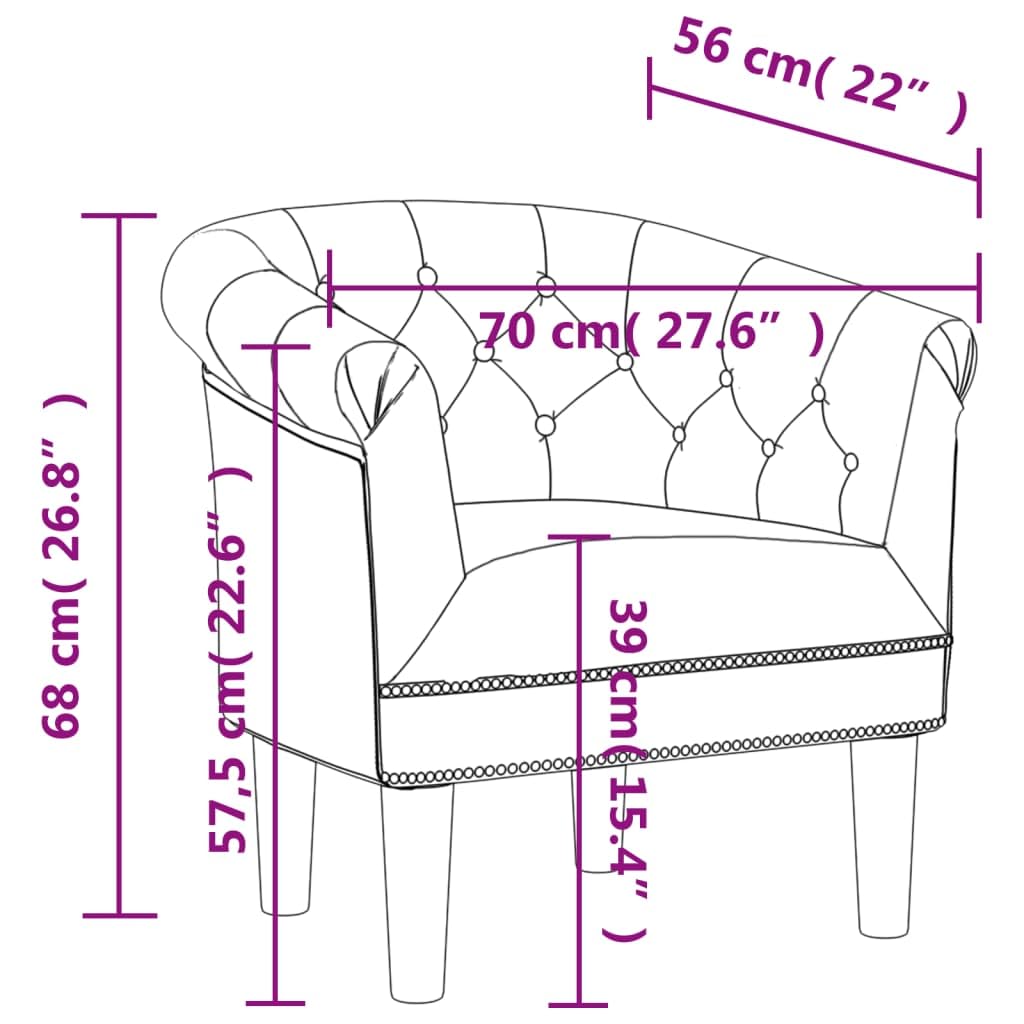 vidaXL Tub Chair, Brown Faux Leather, Comfortable Armrest, Button-Tufted, Sturdy Plywood and Pinewood Frame, Suitable for Living Room and Office