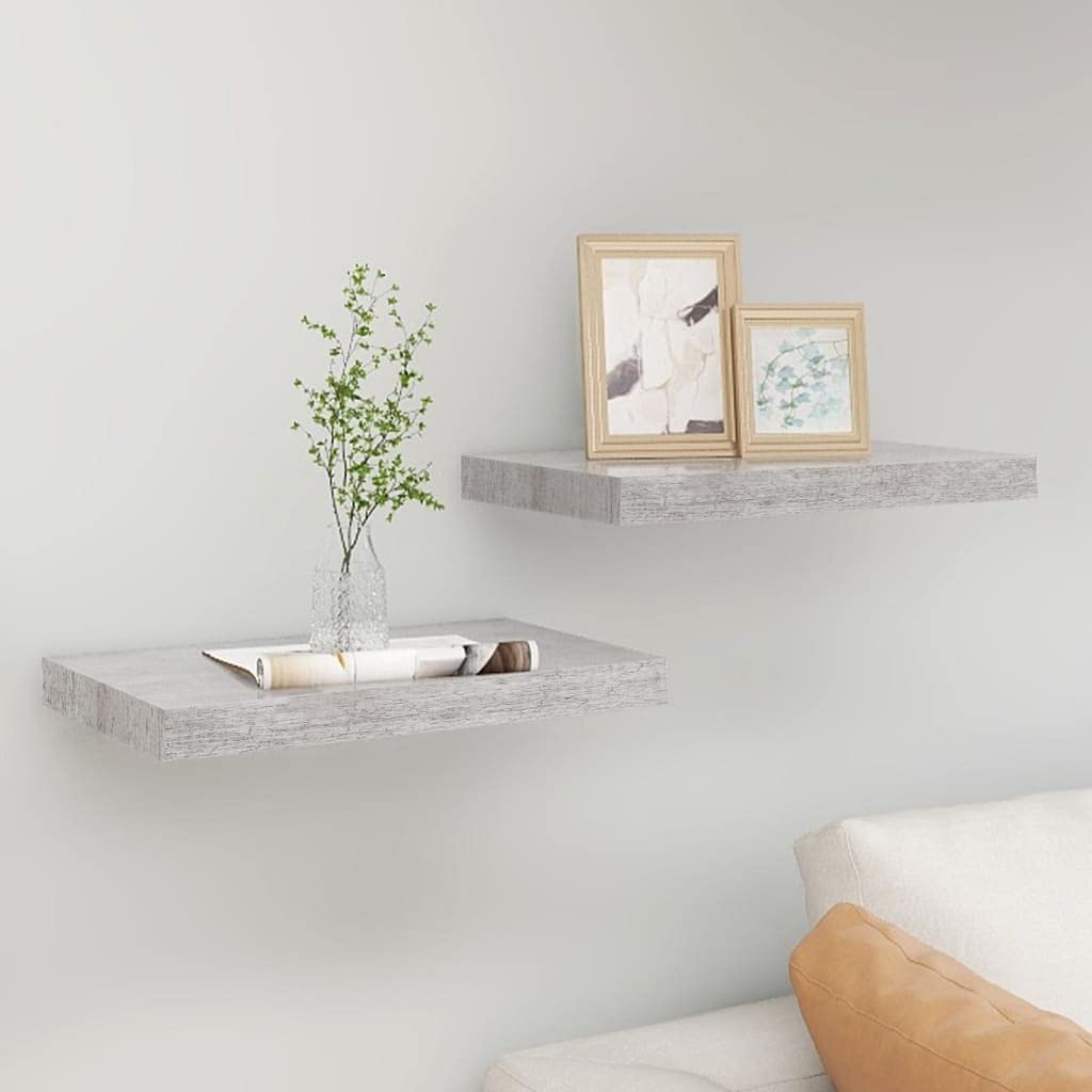 SKM Floating Wall Shelves 2 pcs Concrete Gray 19.7"x9.1"x1.5" MDF