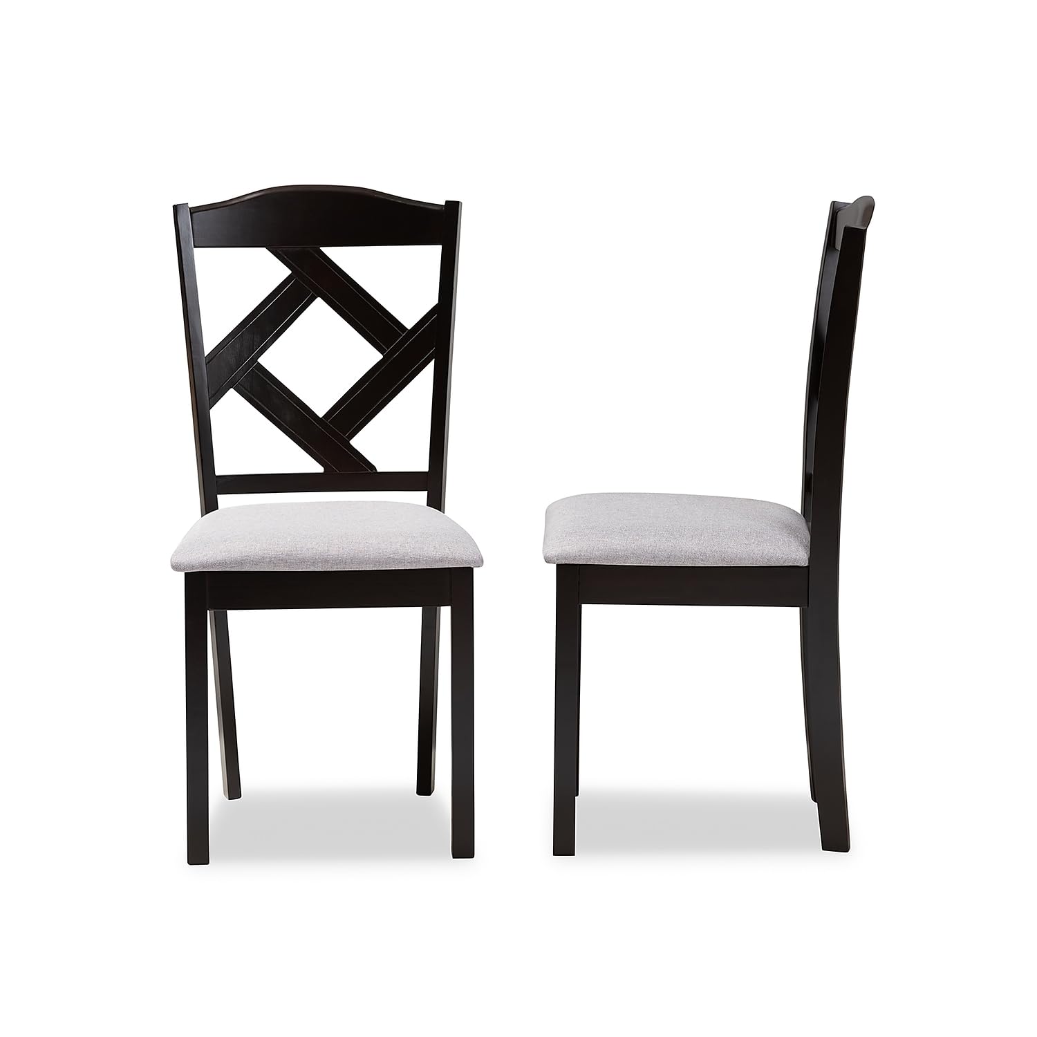Baxton Studio Ruth Contemporary Fabric Dining Chair, Grey and Espresso Brown, 2/Set (149-2PC-8962-HT)