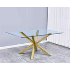 Best Quality Furniture 5Pc Dining Set (1 Table + 4 Chairs), White, Gold