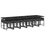 vidaXL 13 Piece Patio Dining Set with Cushions - Black PE Rattan Garden Table & 12 Chairs - Outdoor Deck Furniture with Tempered Glass Top