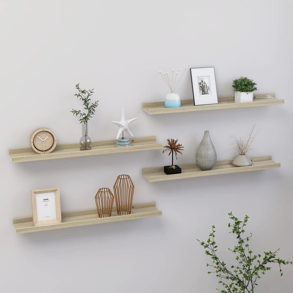 NusGear Wall Shelves 4 pcs Sonoma Oak 23.6"x3.5"x1.2"
