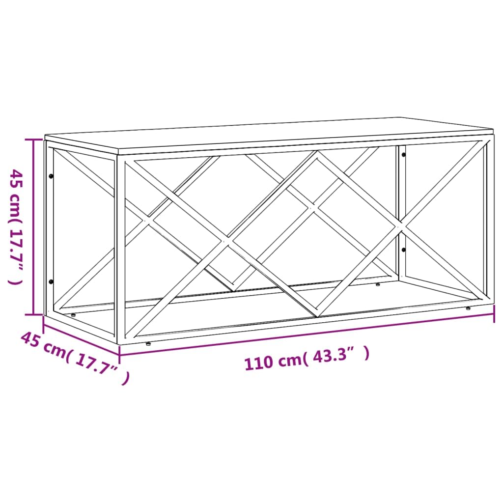vidaXL Stainless Steel & Solid Acacia Wood Coffee Table - Modern Rectangular Side/Couch Table for Living Room