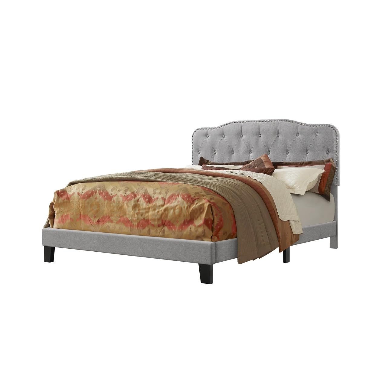 Best Quality Furniture Upholstered Panel Bed, Smoke Gray, Queen