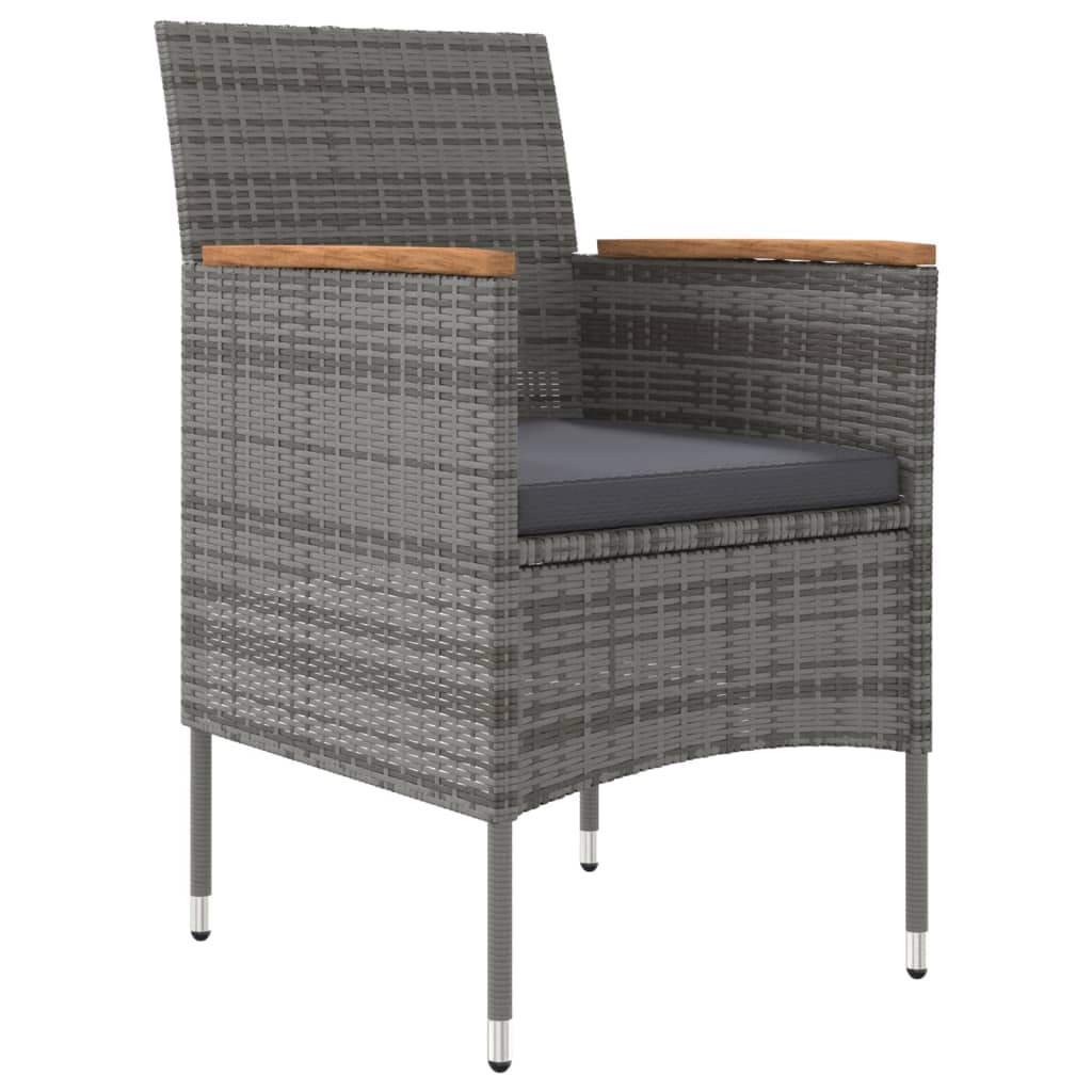 vidaXL 7-Piece Patio Dining Set - Gray & Black - PE Rattan Chairs, Glass Tabletop - Outdoor/Garden Furniture