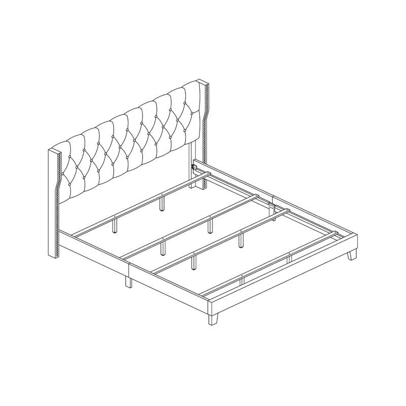 Comtemporary Upholstered Full Bed, White Faux Leather