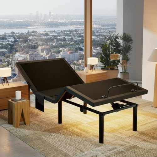 Marsail Twin XL Adjustable Bed Frame with Head & Foot Incline, 4 USB Ports, Under-Bed Night Light, 4 Height Options, Remote Cont