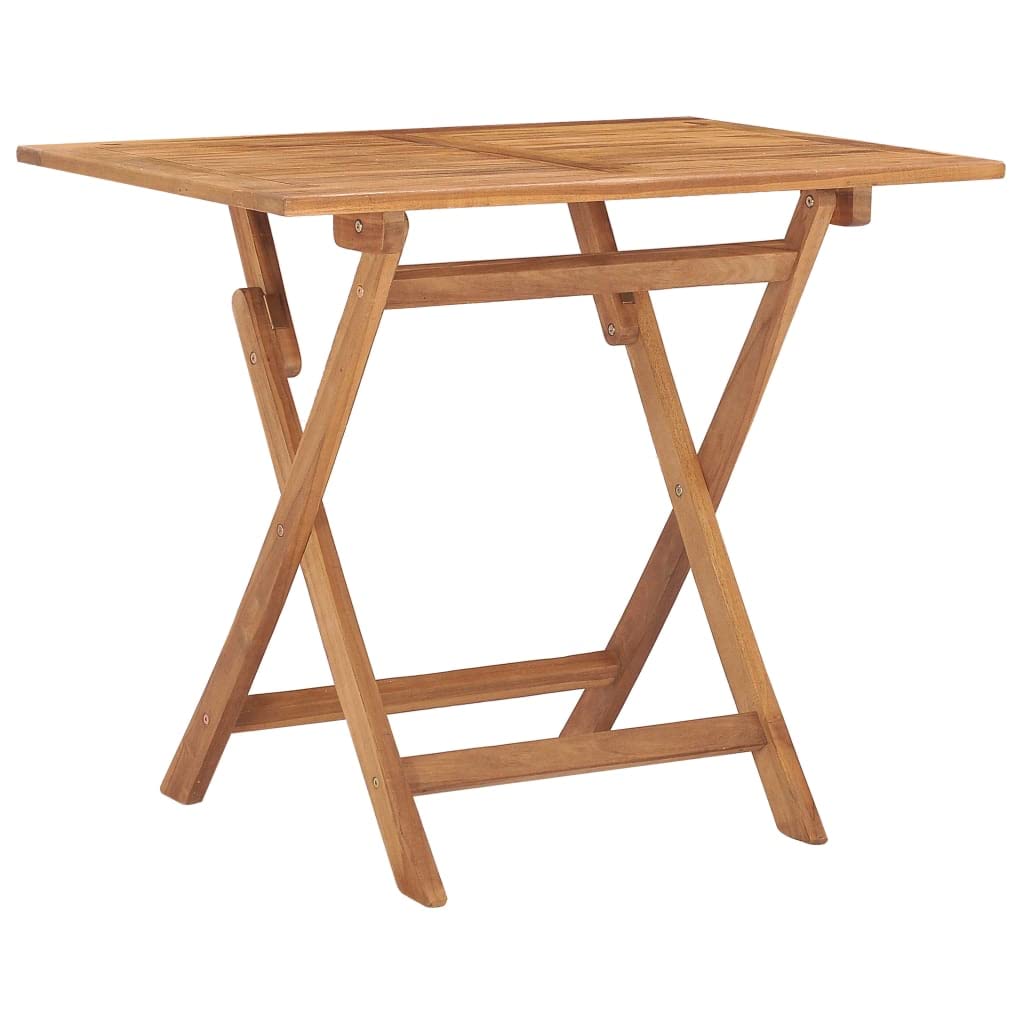 vidaXL 5-Piece Patio Dining Set - Solid Teak Wood Table and Chairs - Outdoor Furniture for Garden/Terrace/Patio - Space-Saving, Durable & Foldable