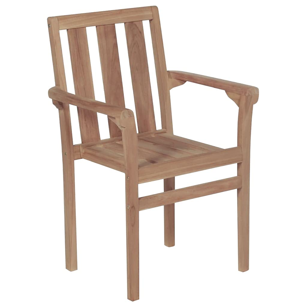 vidaXL 8 pcs Patio Chairs - Stackable, Solid Teak Wood, Fine-Sanded - Suitable for Outdoor, Garden, Home, Office - Brown