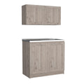 Agate Cabinet With 2 Upper Cabinets And 2 Lower Cabinets, 2 Piece Set, Light Gray