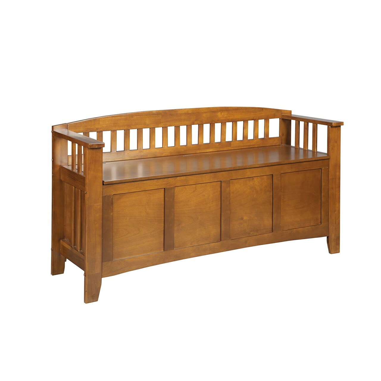 American Furniture Classics 504 Wood Locking Gun Concealment Entryway Bench With Felt Barrel Rest, 5 Gun, Brown, 1 Bench