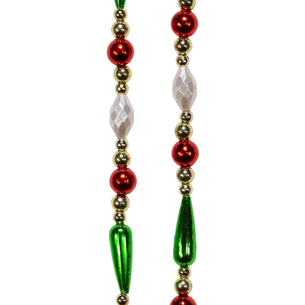 Kurt S. Adler 9-Foot Round Bead Garland - Gold, Red, Green & White - Model H0262