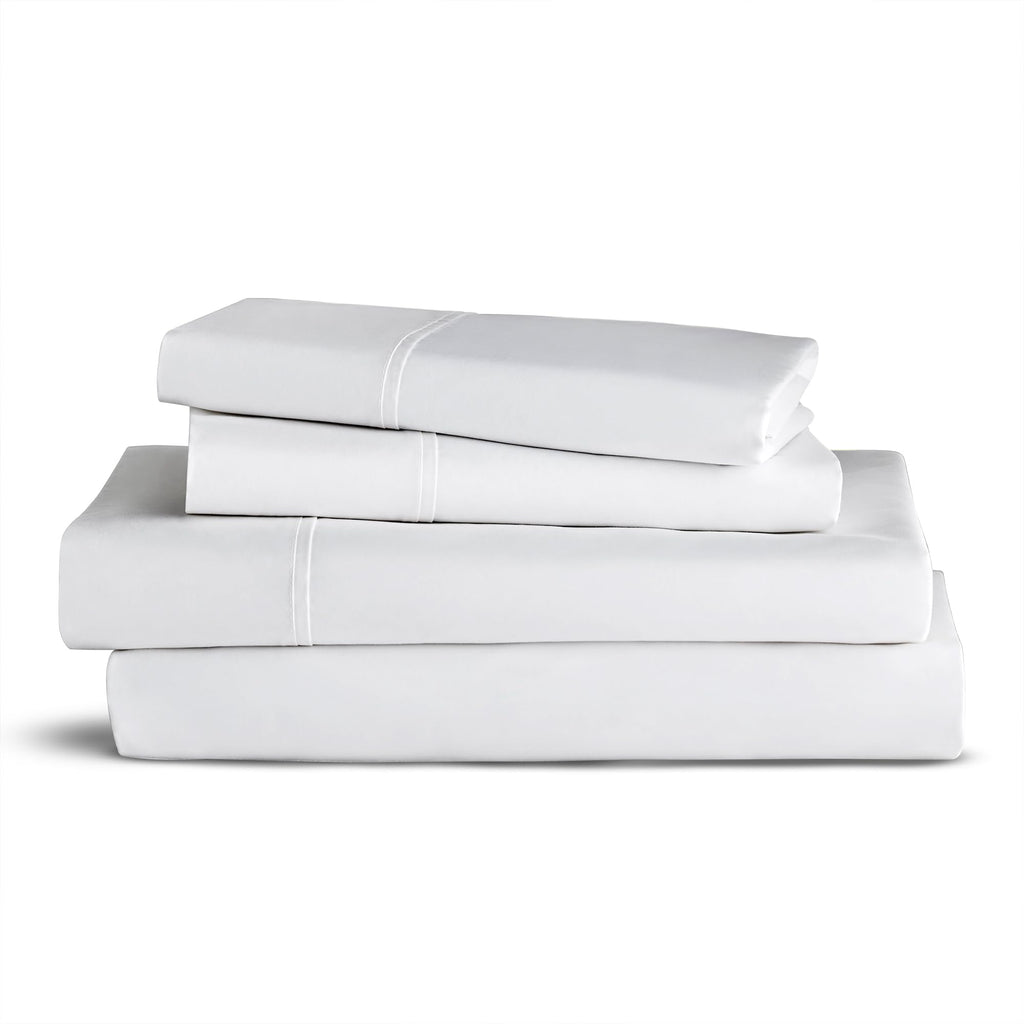 Purity Home 400 Thread Count Twin Arctic White Sheets, Hotel Luxury Back To School College Essentials Sheet Set, 100% Cotton Dee