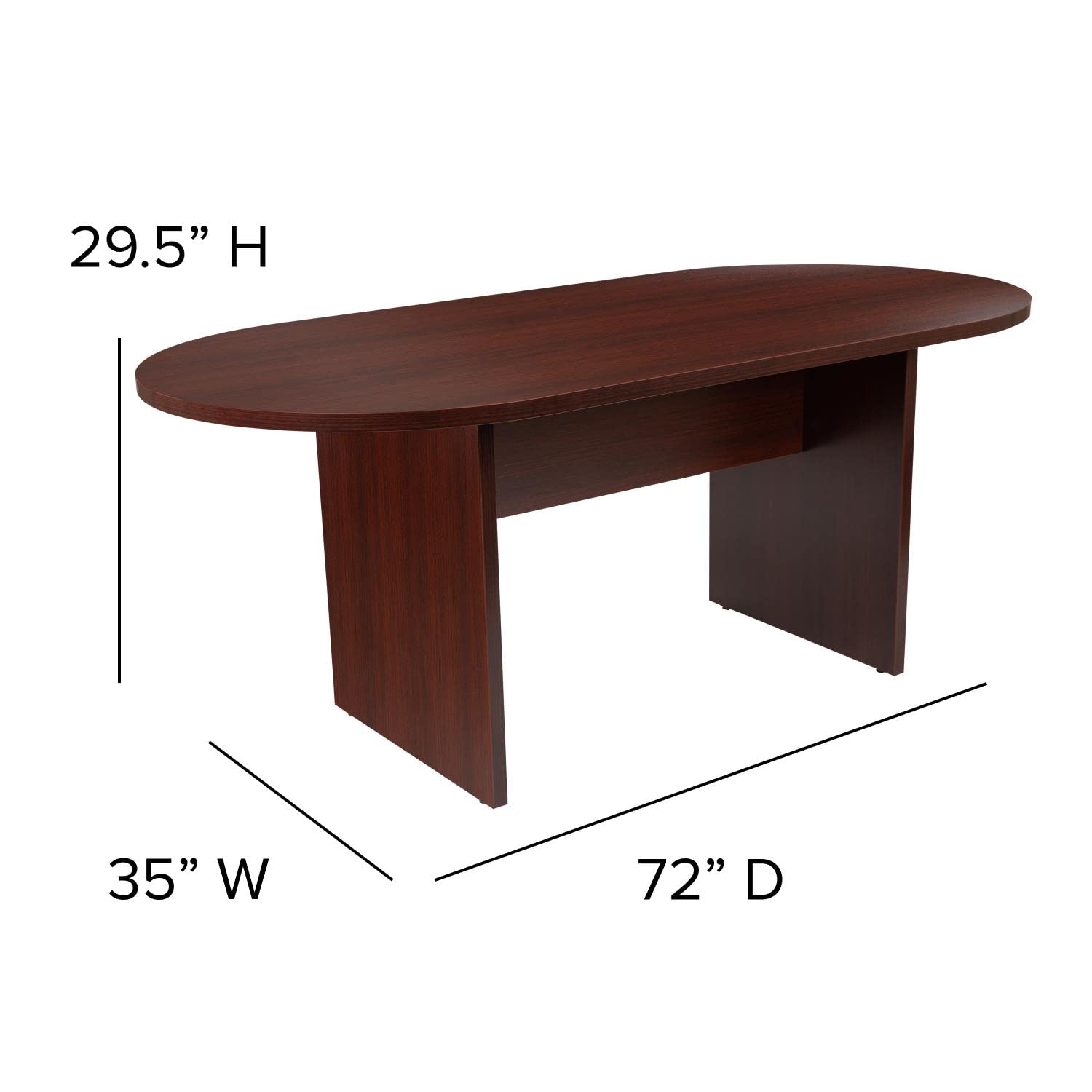 Flash Furniture Lake 5 Piece Mahogany Oval Conference Table Set With 4 Black Leathersoft Ribbed Executive Chairs
