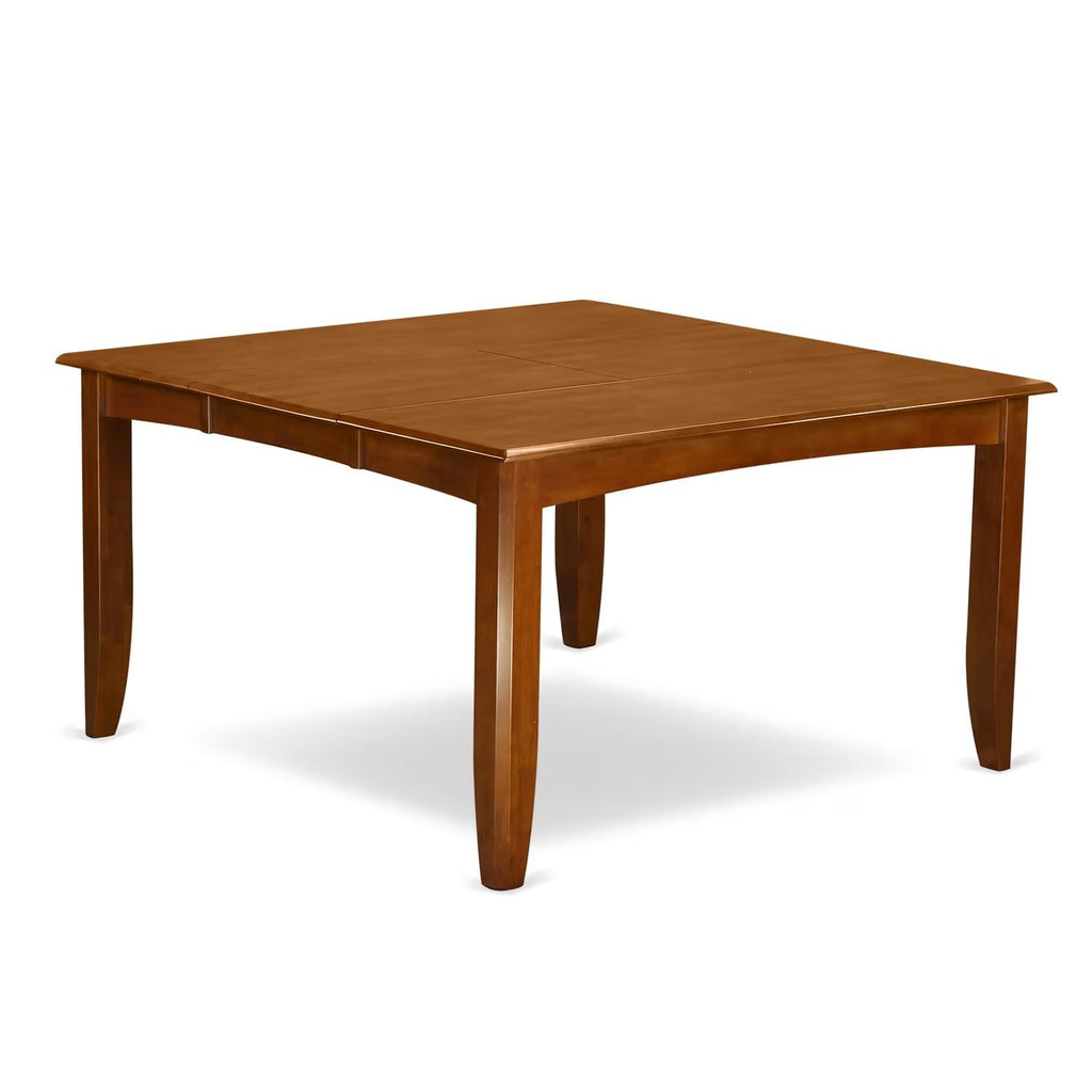 East West Furniture PFNA7-SBR-W 7 Piece Dining Table Set Consist of a Square Wooden Table with Butterfly Leaf and 6 Dining Room Chairs, 54x54 Inch, Saddle Brown