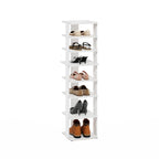 Furinno Compact 8-Tier Vertical Space Saving Free Standing Shoe Tower, Shoe Rack for Closet Entryway, White