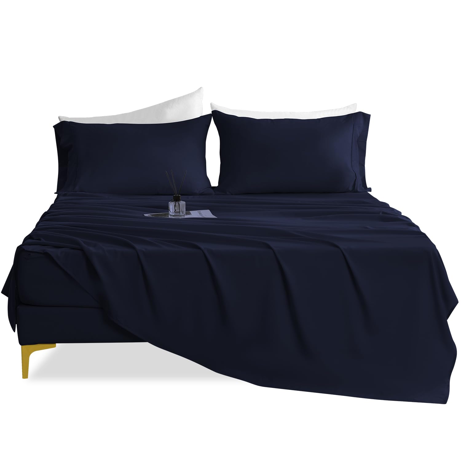 Cozysmile California King Sheet Set Deep Pocket - 4 Piece Silky Soft Breathable Bed Sheet & Pillowcase Set, Hotel Luxury Wrinkle