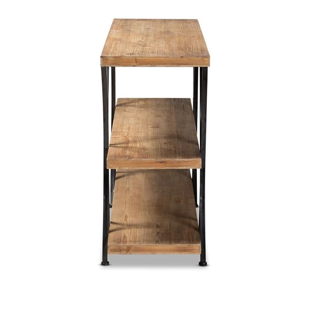Baxton Studio Terrell Brown Finished Wood and Black Finished Metal Console Table