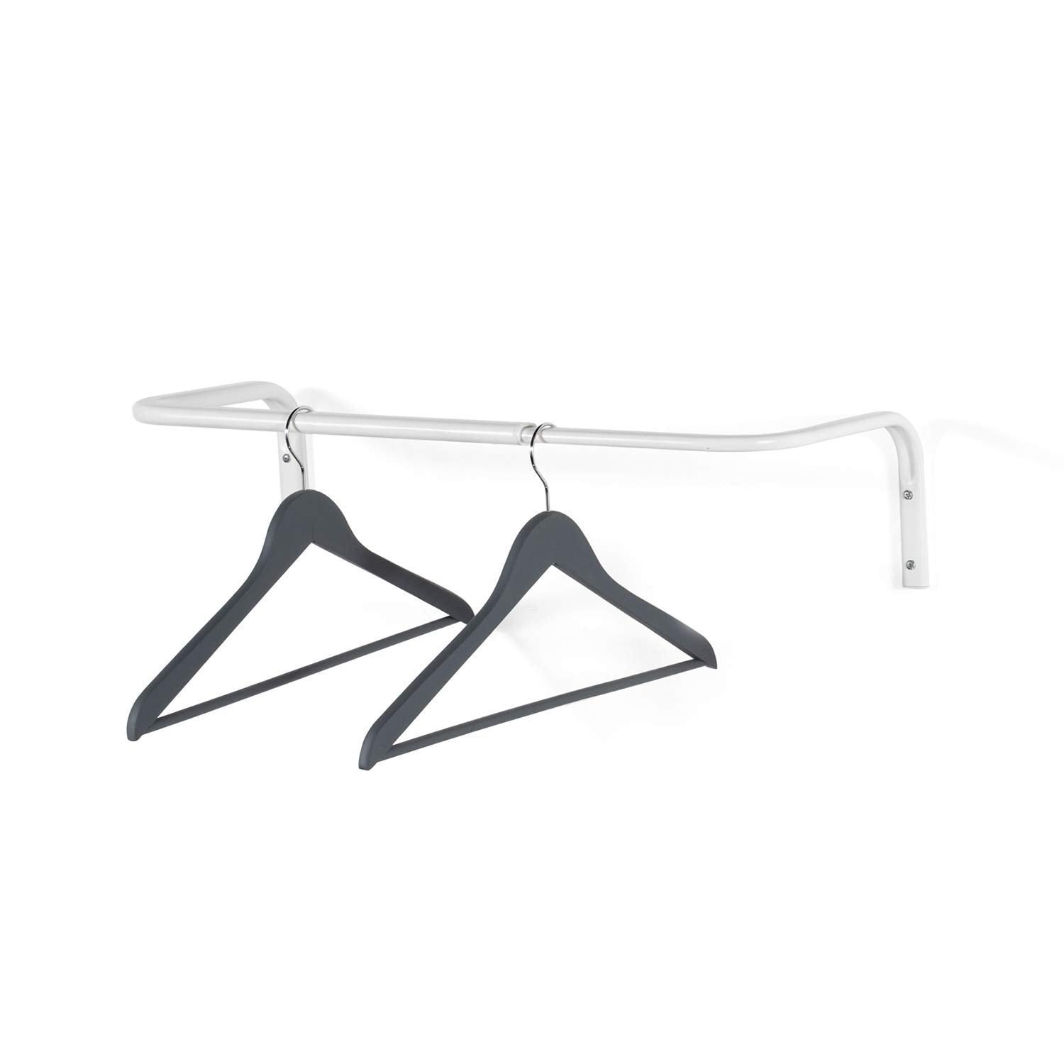 brightmaison Sofia Clothes Rack, Hanging Closet Organizer Adjustable & Wall Mount Clothes Rail Laundry Organizer Steel, White