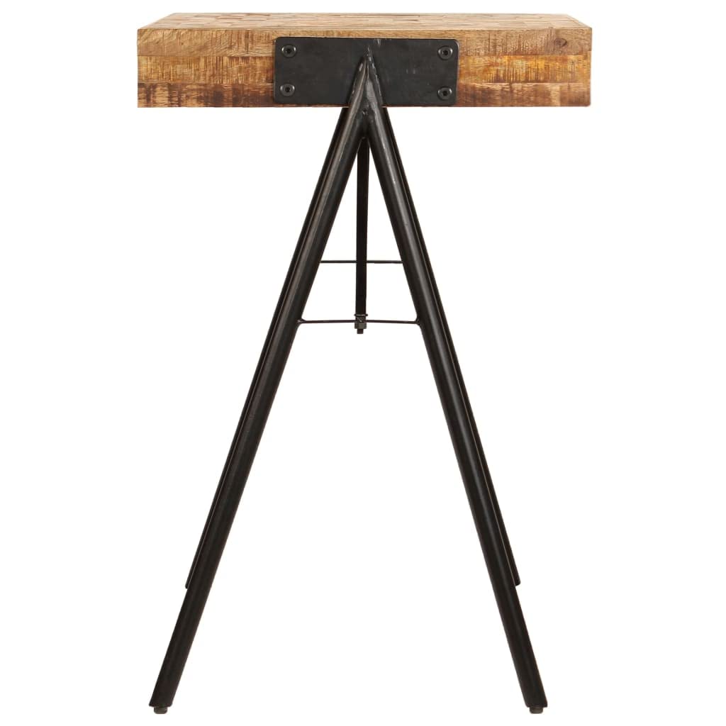 vidaXL Industrial Style Solid Mango Wood Writing Desk with Steel Legs - Vintage Charm, Easy Assembly, Multipurpose Table