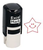 Round Teacher Stamp - Happy Star - Red Ink