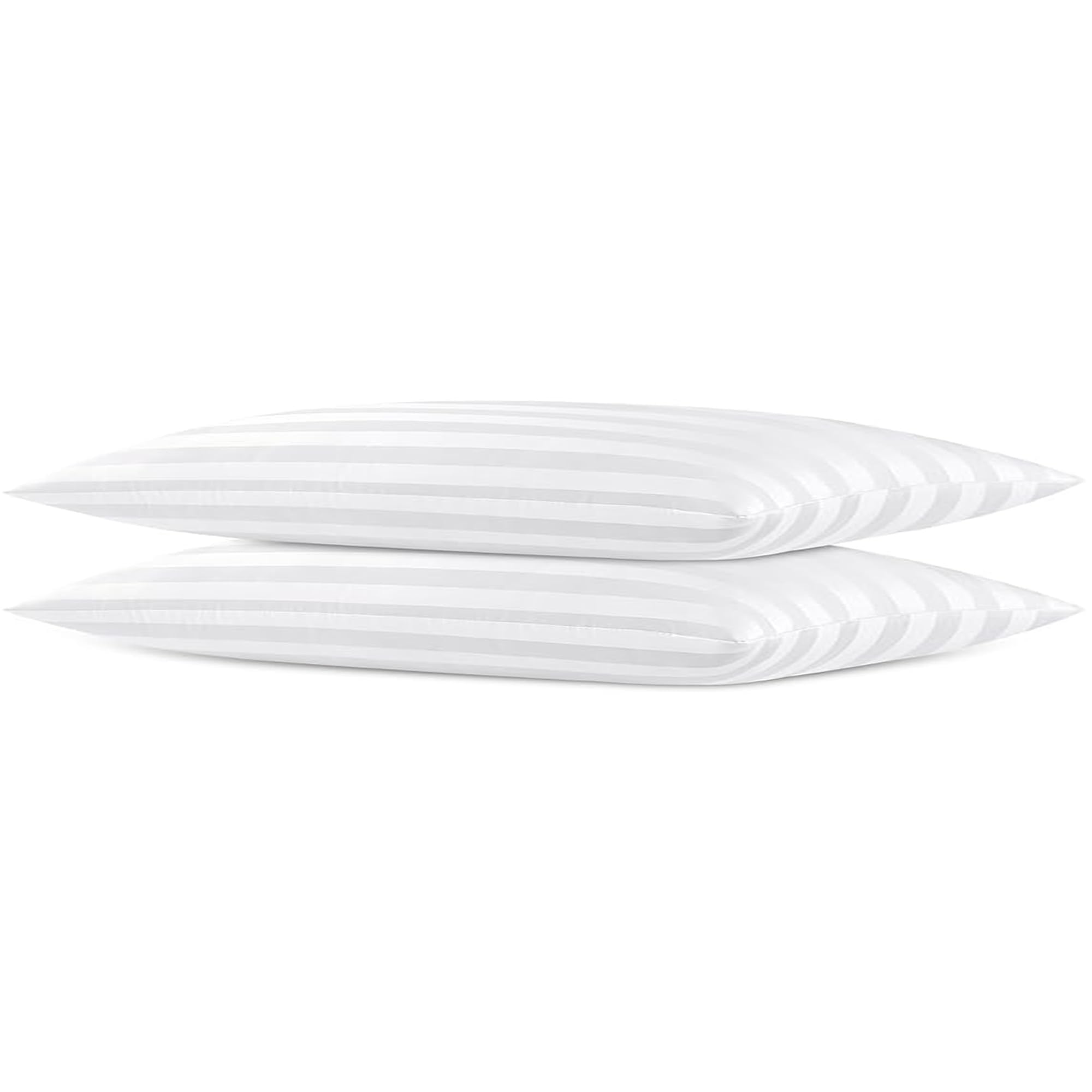 Extra Thin Flat Soft Low Pillows Queen Size Set of 2, Down Alternative Filled Bed Pillows for Side Back and Stomach Sleepers 20x