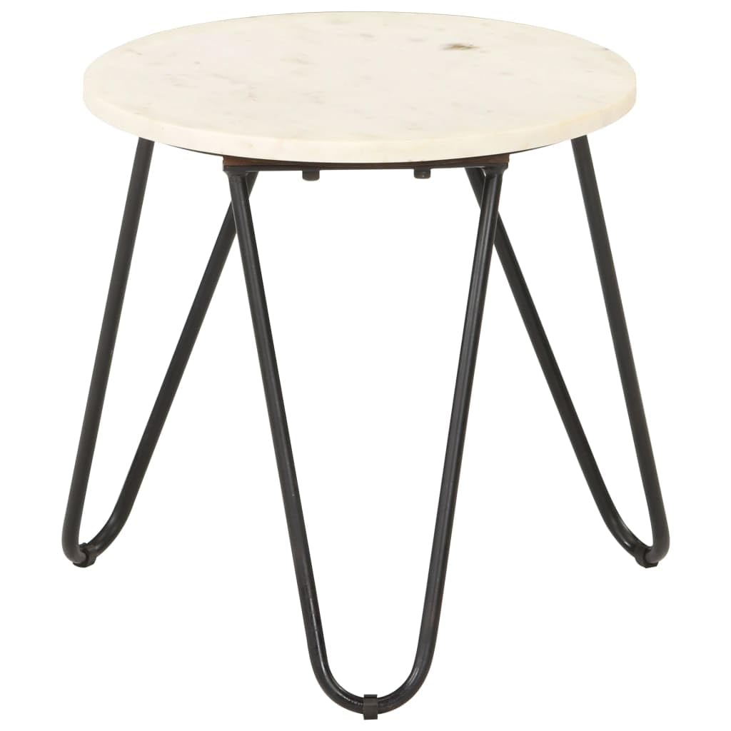 vidaXL Coffee Table White 15.7"x15.7"x15.7" Real Stone with Marble Texture