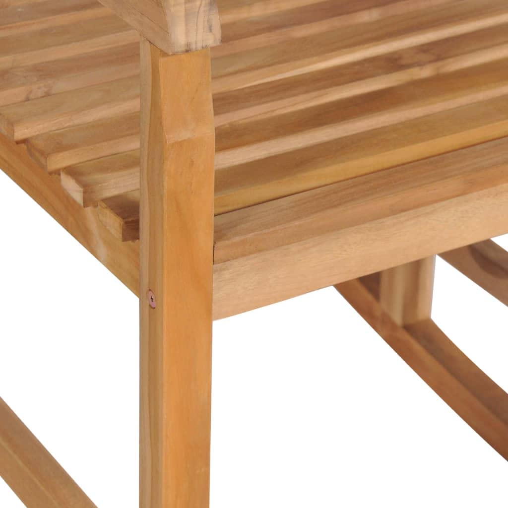 vidaXL Brown Rocking Chair - Indoor/Outdoor Use, Fine Sanded Durable Teak Hard Wood, High Slat Back Comfort, Assembly Required