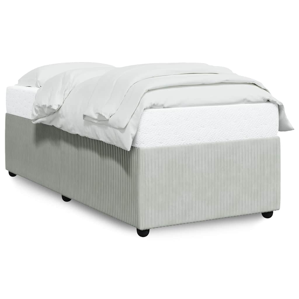 vidaXL upholstered Twin Bed Frame - Light Gray Velvet Mattress Base with Slat Support - 74.8 x 39.4 x 18.1 inches - Modern Bedroom Furniture
