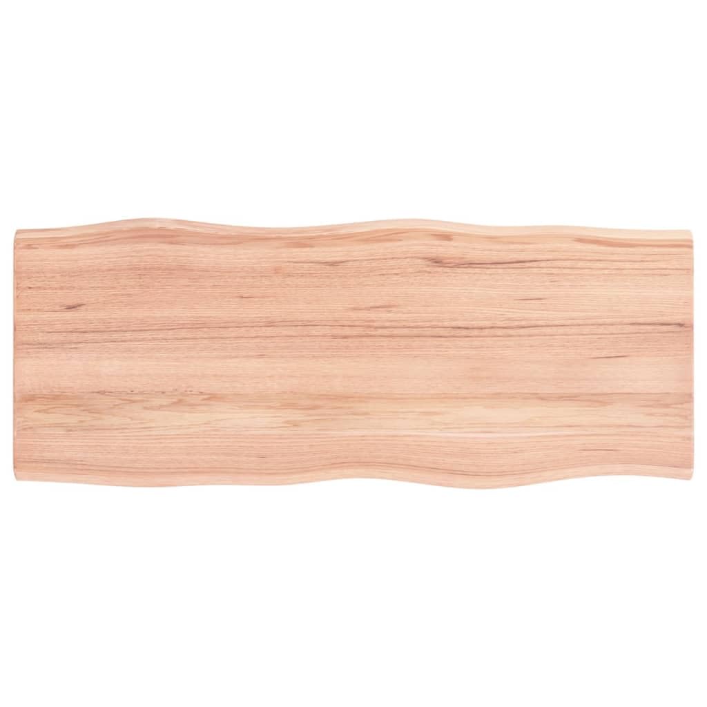 vidaXL Solid Oak Wood Table Top, Light Brown, Versatile for Home/Office Use, Live-Edge Design, Treated Surface, 39.4x15.7x0.8 Inches
