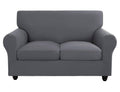 Searchi Stretch Sofa Cover Couch Cover, 3 Pieces Loveseat Slipcover With 2 Separate Cushion Cover, Washable Furniture Protector For Living Room(Loveseat, Grey)