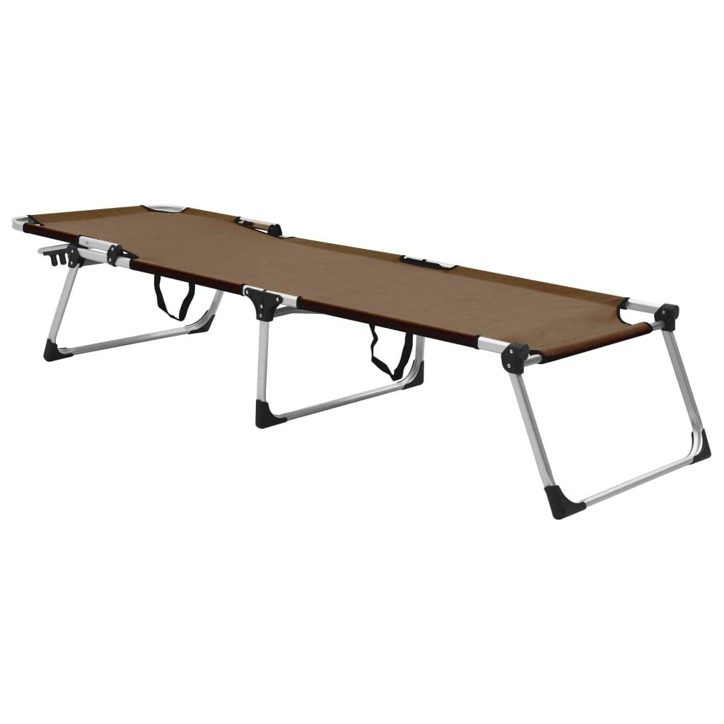 vidaXL Extra High Folding Senior Sunbed Brown Aluminum