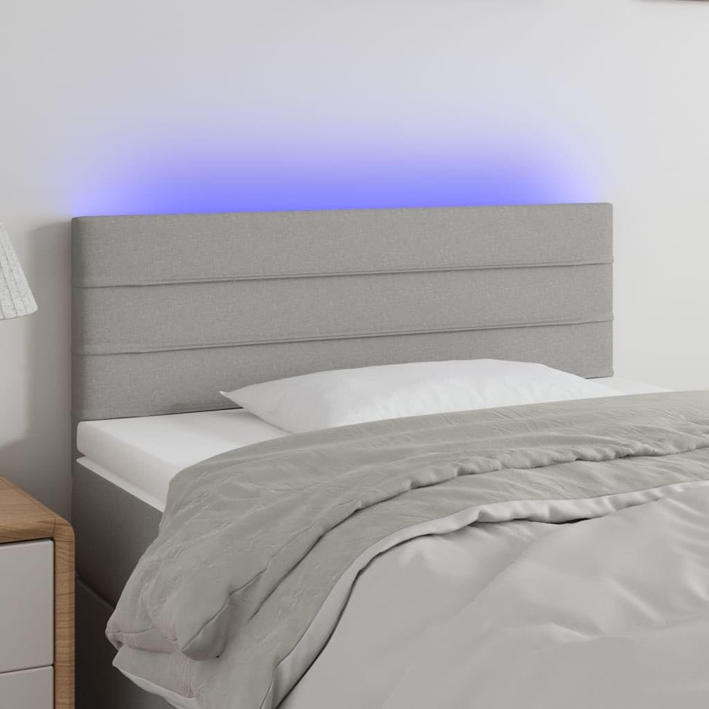 vidaXL LED Headboard, Upholstered Headboard for Bed Home, Bed Headboard with LED Light, Bedroom Furniture, Light Gray 39.4"x2"x30.7"/34.6" Fabric