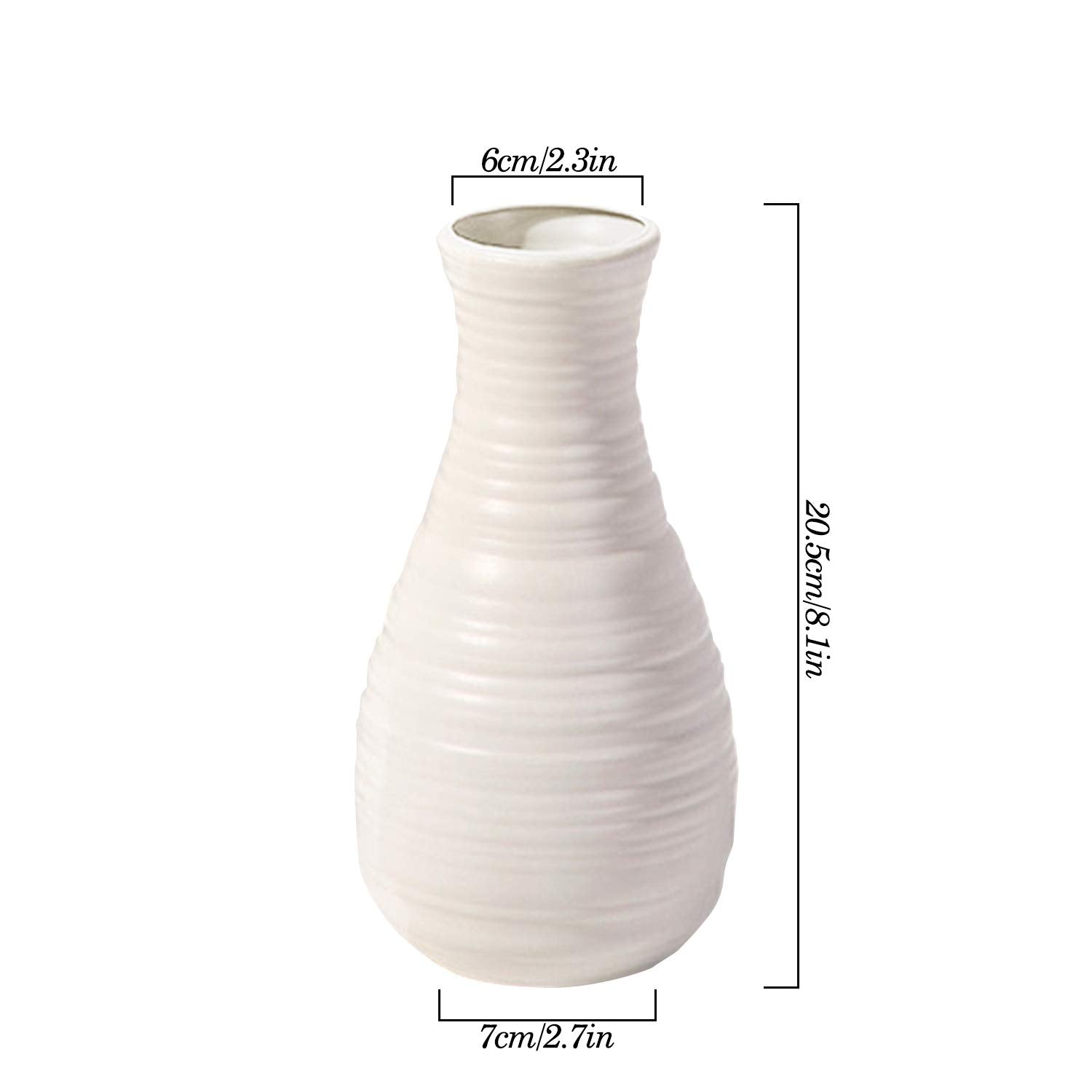WELLIN Unbreakable Ceramic Look Plastic Vase for Home Decor - Seashell White