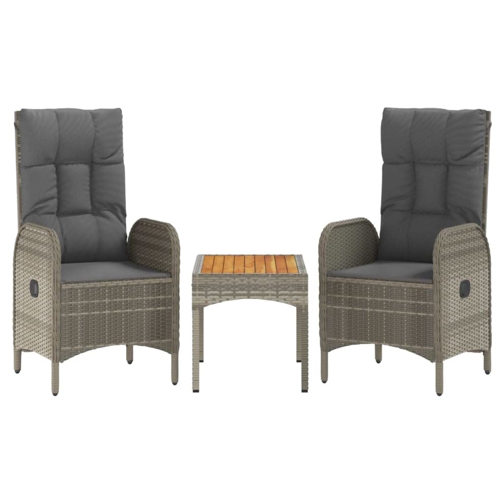 vidaXL Patio Dining Set 5 Piece, Wicker Dining Table and Chair with Cushions, Reclining Chair for Lawn Backyard Garden, Gray Poly Rattan