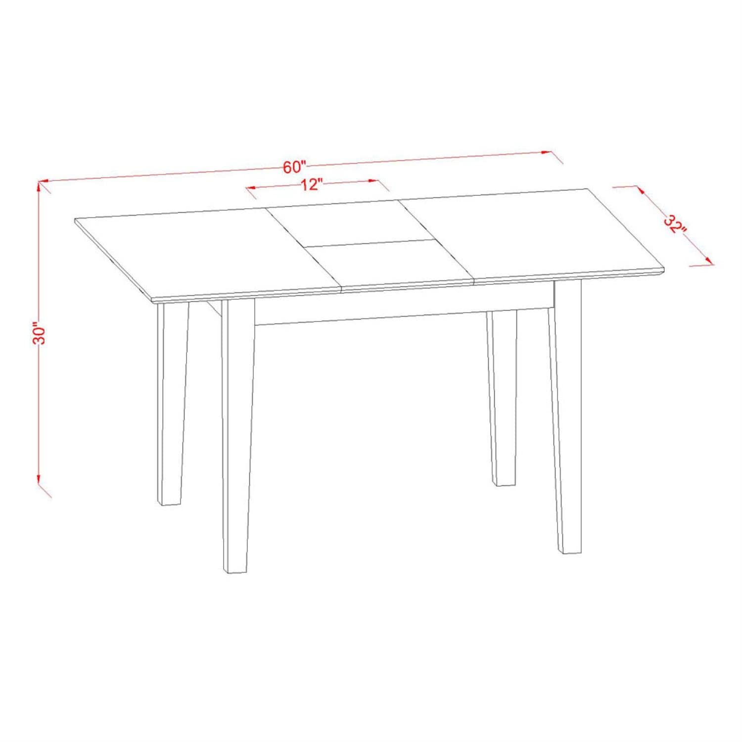 East West Furniture PSDU5D-MAH-LC 5 Piece Dining Table Set Includes a Rectangle Wooden Table with Butterfly Leaf and 2 Faux Leather Dining Chairs with 2 Benches, 32x60 Inch, Mahogany